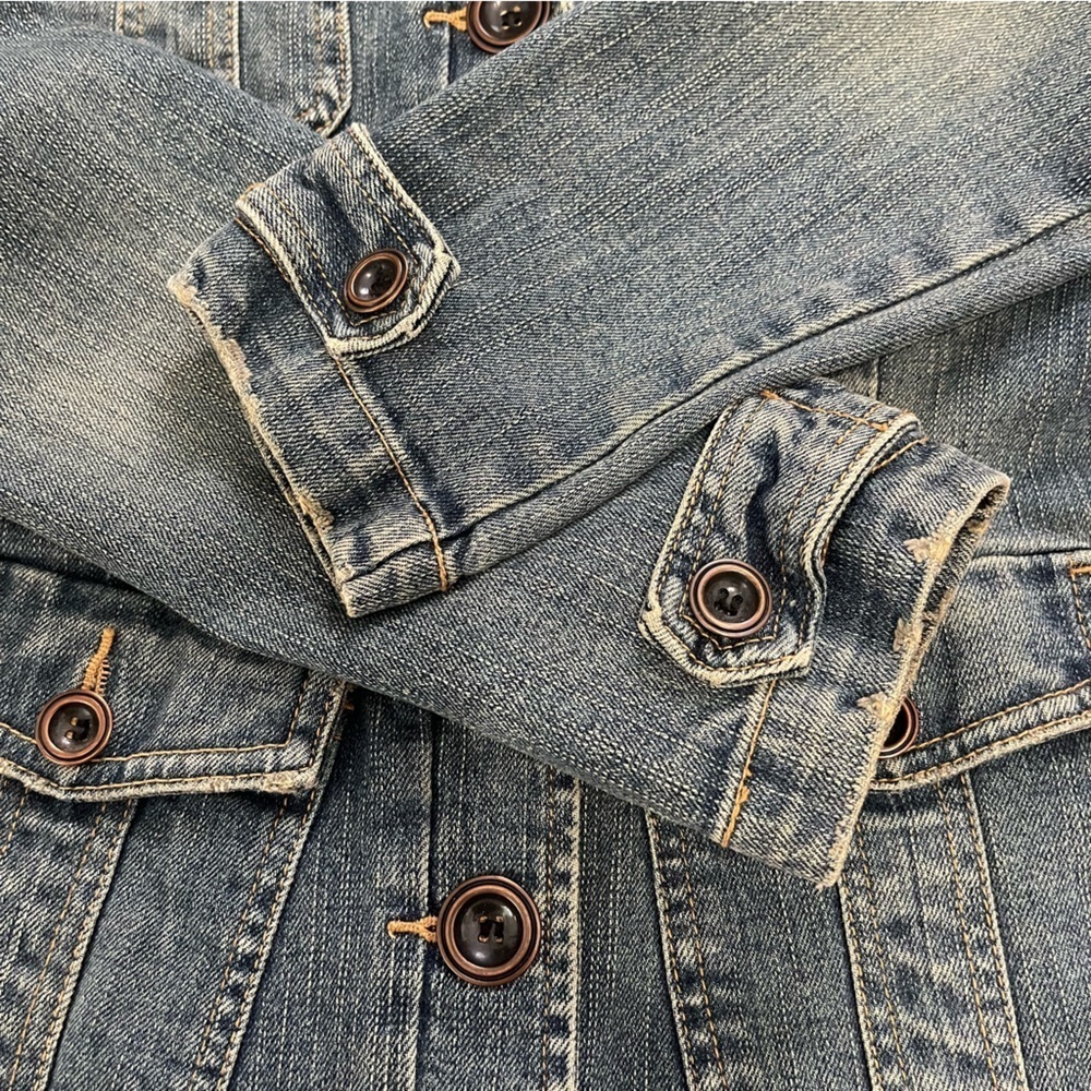 Star Jeans Denim Military Utility Jacket Women’s Size Medium Medium Wash Y2K - Picture 5 of 9